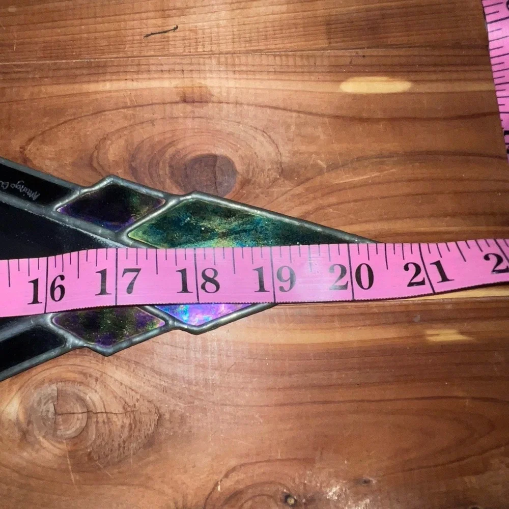 Vintage Handmade Diamond Shaped Stained Glass Art Deco Hanging Mirror 7x20